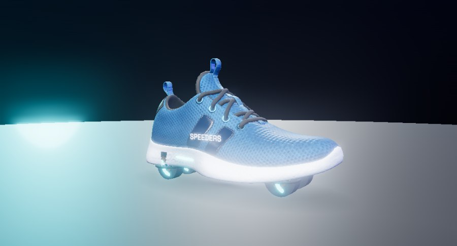 SPEEDERS electric sneaker — wheels deployed